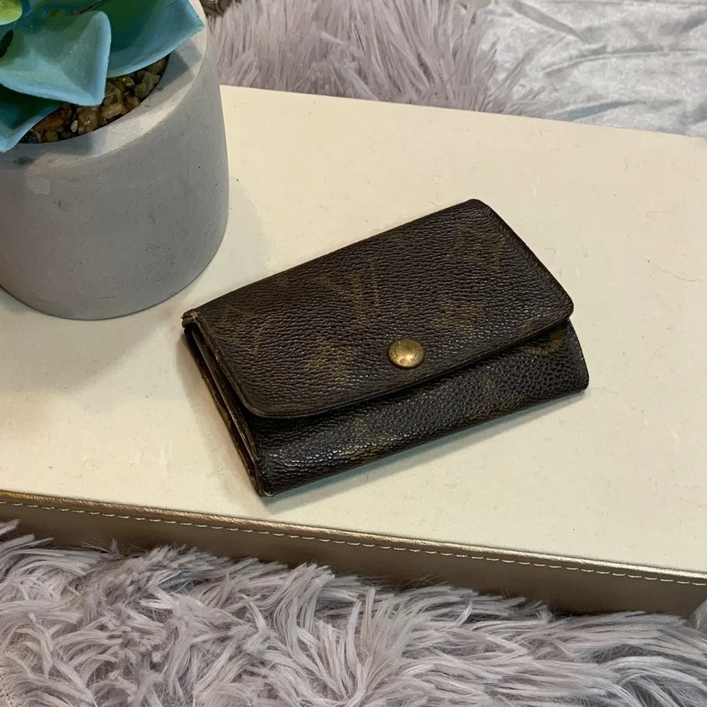 🌹VINTAGE LOUIS VUITTON AUTHENTIC Leather Brown SIGNATURE KEY Wallet 6 rings - Picture 4 of 16